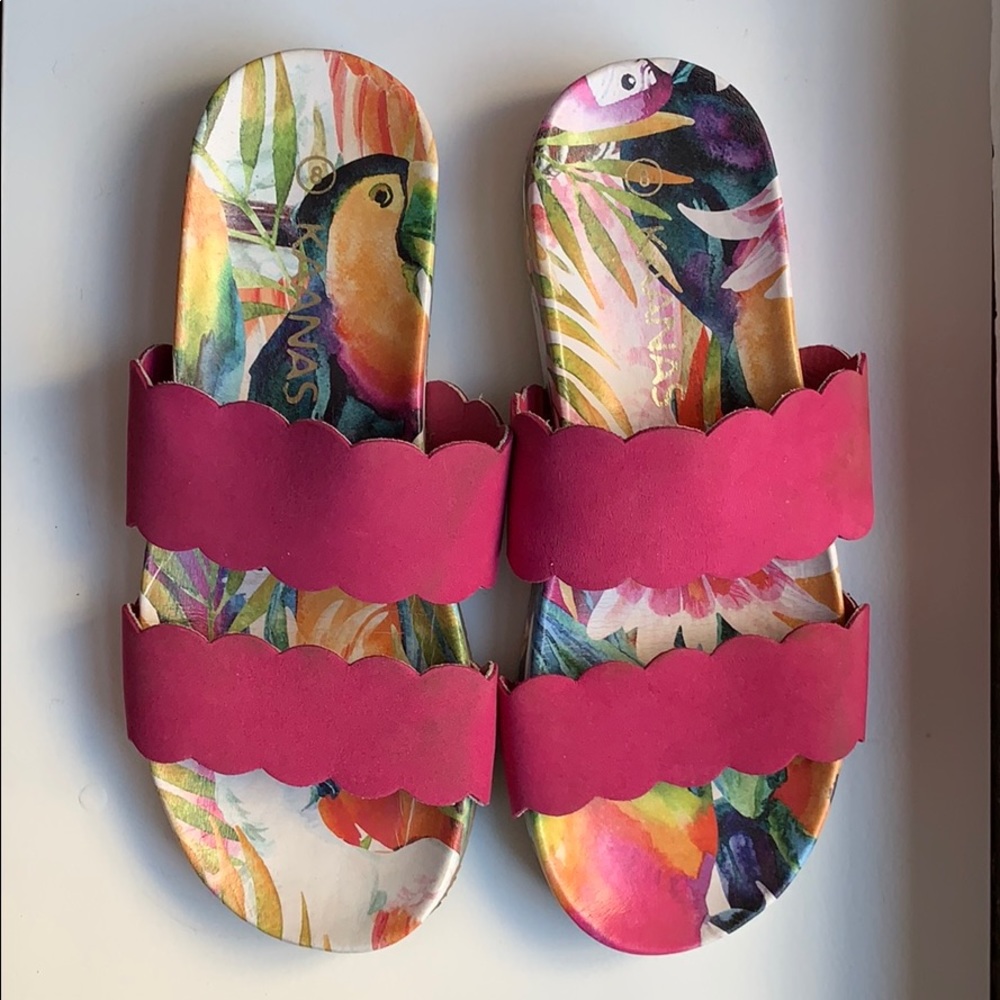 Never Worn- Kaanas Tropical Pool Slides. Size 8 - image 2